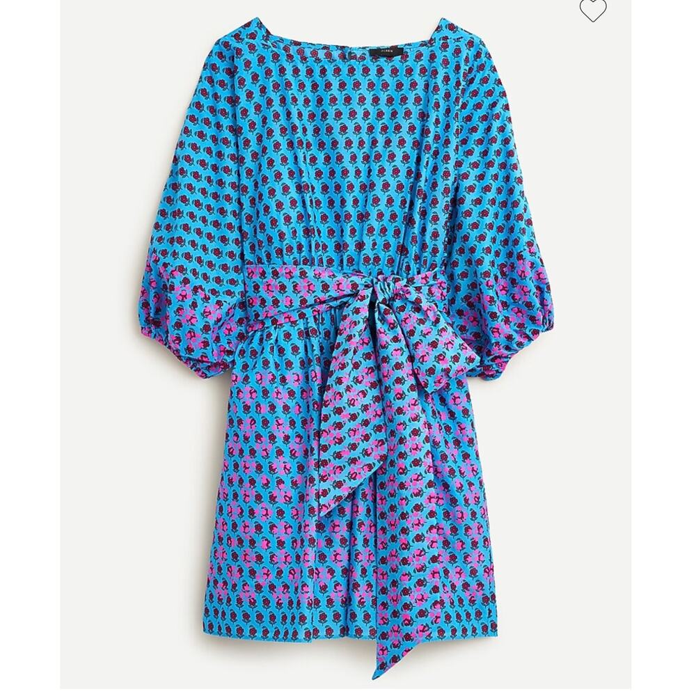 J. Crew Women's Dolman-Sleeve Mini Dress in Layered Block Print Blue Size Small